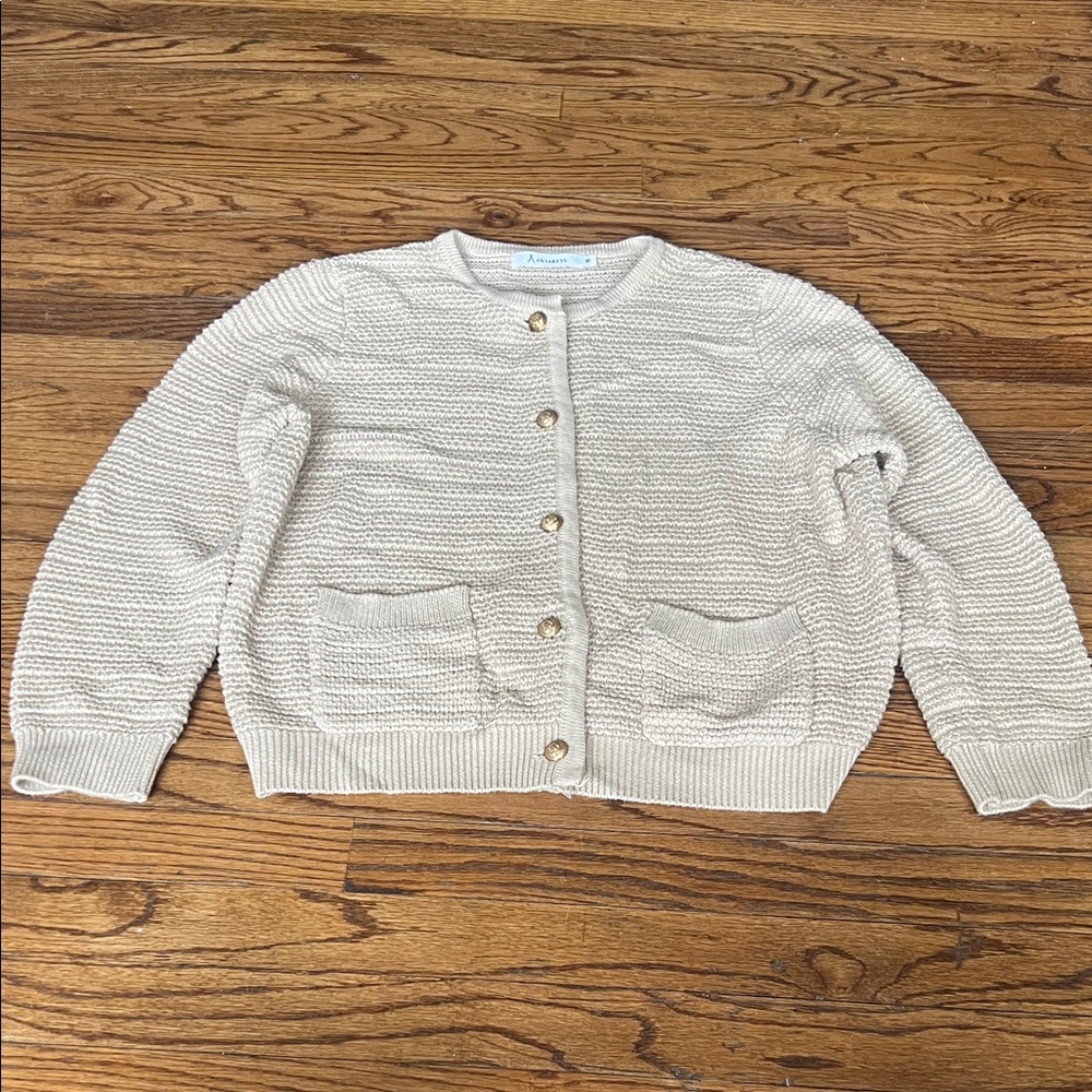 Cream Button-Up Women Sweater